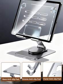 360° Rotation Tablet Stand For IPad, Adjustable Foldable Tablet Holder, Alloy+Acrylic Stand Compatible With IPad Pro/Air/ Mini - Clear - View 6