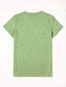 Women's Vintage 'FRI YAY!' Graphic T-Shirt - Teacher's Clothing, Casual Daily Top With Icon - Lightweight Stretchy Weekend Wear - Machine Washable Vintage Style, Fun Printed Shirt For Spring And Summer, Non-See-Through Material - 草綠色 - 查看 2