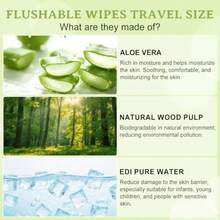 Flushable Wipes Travel Size Individually Wrapped For Women And MenUnscented Wet Wipes Travel Size For Adult Women Men Girl And Homeless Green Pack Of 50 - 綠色 - 查看 3