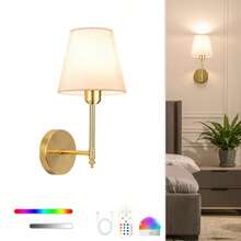 Rechargeable Battery Powered Wall Lamp, Gold Wireless Wall Light With 2000 MAh Battery, Dimmable & Detachable Bulb With Remote Control, 15 Colors, Suitable For Bedroom, Living Room, Corridor Decor - Tri Color+RGB - View 10