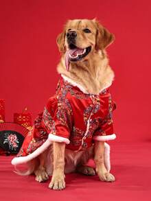 New Polyester Chinese Festival Pet Dress, Suitable For Outings Or Home Wear For Small To Medium Poodle And Bichon Frise Dogs - Red - View 5