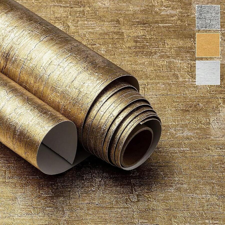 Very Berry Sticker Gold Peel And Stick Wallpaper (15.7\ X 118\, 1 Pack) Contact Paper Peel And Stick, Decorative Gold Wallpaper For Cabinets, Drawers, Furniture & Walls - 金子 - 查看 1