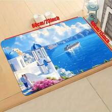 One Piece Of Mediterranean-Style Kitchen Mat - Slip-Resistant And Absorbent Floor Mats For Home Decoration. A Beautiful And Functional Gift For Home Decor. - 白色 - 查看 3
