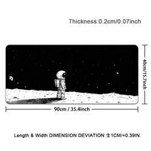 1pc Extra-Large Gaming Mouse Pad With Astronaut Moon Starry Night Black And White Illustration, Non-Slip Washable Rubber Base Large Desk Mat Office Accessory Computer Decor Dirt Resistant Gamepad Cover Ideal Long Tablemat For GamersFashion Workspace - Black and White - View 13