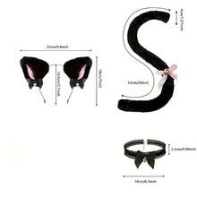 3pcs Festive Plush Cat Ears Set With Collar & Imitation Cat Ear Hair Bands & Furry Tail - Sparkling Headband, Velvet Choker And Fluffy Headband For Various Festival And Party Costume Props, Valentine's Day Cosplay And Nightclub Events And Perfect Gift Idea - Multicolor - View 6
