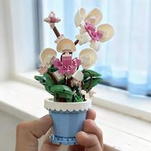 微珠永生花盆栽拼装拼图玩具，逼真装饰花，儿童益智玩具，3D立体，女孩适用，节日礼物，母亲节礼物，圣诞节礼物，父亲节礼物