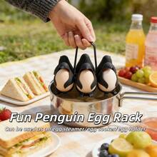 3-In-1 Cute Penguin Egg Cooker, Can Steam, Cook And Refrigerate Eggs, Ideal For Picnics And Kitchen Use - Multicolor - View 1