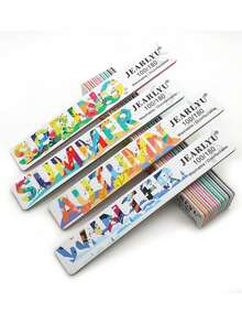 JEARLYU 2/5/9/25件装季节性方形指甲锉，精美单面印花抛光打磨块，100/180目高品质修甲锉 - 彩色 - 查看 5