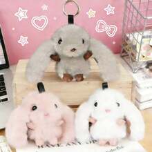 可爱仿貂毛兔子吊坠，毛绒钥匙扣挂件，汽车钥匙链，包包挂饰，节日礼物 - 彩色 - 查看 6