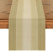 1pc Linen Look Table Runner, Solid Color Modern Linen-Like Table Mat, Washable For Kitchen, Dining Table, Party, Wedding Decor, Foyer, Home Gathering, Coffee Table - Khaki - View 12