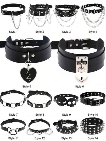 1pc Fashionable Punk Rock Studded Necklace Choker, Suitable For Women's Daily, Festival, Party, Creative Birthday, Valentine's Day Gift, Gothic Exaggerated Necklace