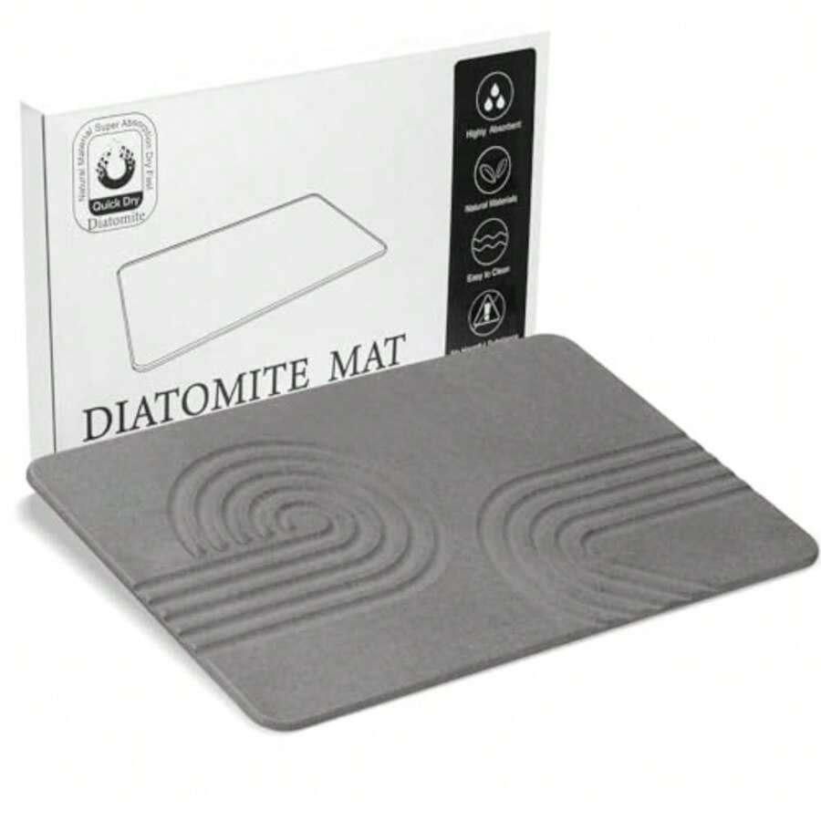 CYPNTapete de Baño de Piedra de Lujo Regalos de Navidad Año Nuevo Antideslizante Tapete de Ducha de Tierra de Diatomea Ecológico Superficie Absorbente Instantánea Apto para Tina de BañoFashion - D-Gris - View 1