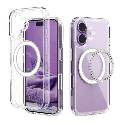 1 st genomskinligt magnetiskt skal kompatibelt med 17pro/17promax/Apple Air/17/16pro/16promax/16plus/16/16E kamerakontrollskärning | Kompatibelt med trådlösa laddningstillbehör | Fallskydd | Ultrastark magnet | Stöder trådlös laddning