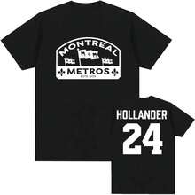 Shane Hollander 24 Montreal Metros Tee Heated Rivalry Graphic Print T-Shirt Casual Cotton Streetwear - 黑色1 - 查看 1