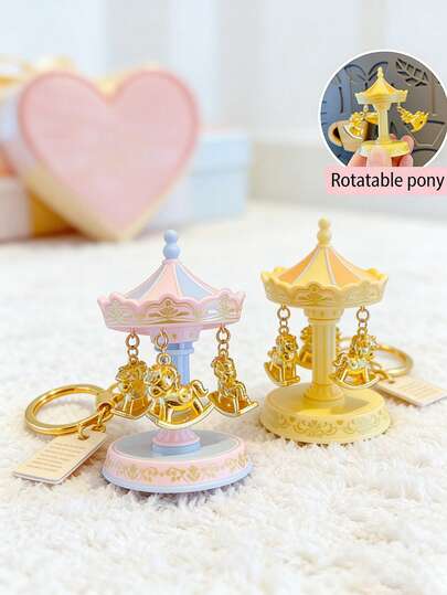 1 pièce Porte-clés commémoratif rotatif 2026 Zodiaque mignon et polyvalent, mini porte-breloque de cheval multicolore avec queue, cadeau parfait pour la famille, les amis, les collègues, les partenaires, les anniversaires