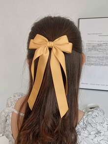 1pc Shiny Satin Ribbon Bowknot Hair Clip For Women, Suitable For Daily Wear, Parties, Festivals Cute Valentine's Day Valentines Claw Clips Hair Claws Hair Barrettes, School Stuff, Elegant, College, Bows, Hair Accessories, Head Accessories - Dark Green - View 9