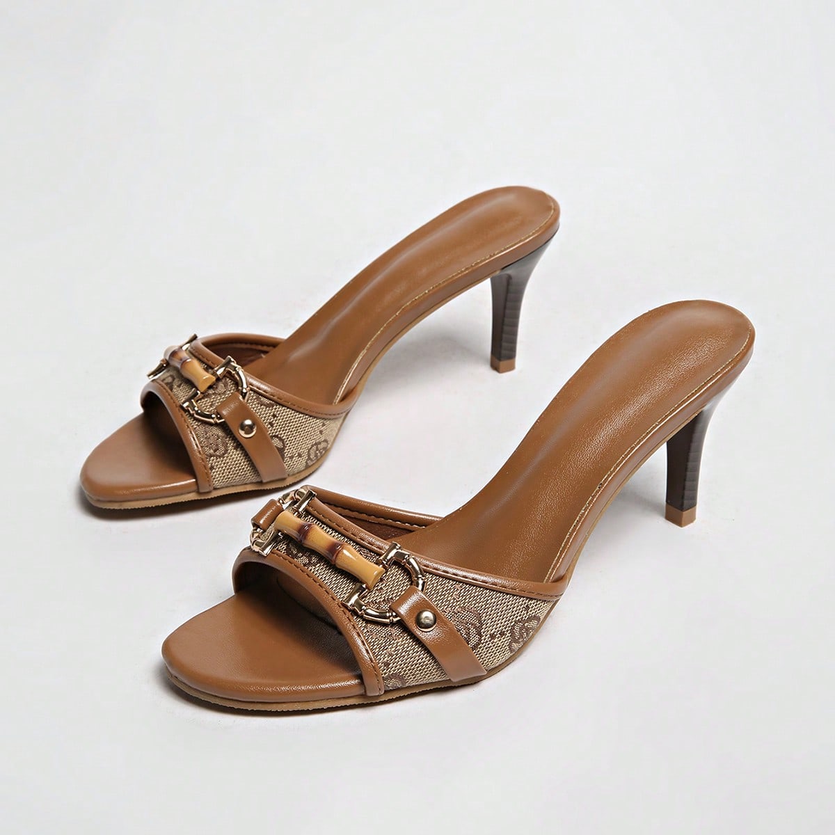 Sandalias de tacón medio con punta abierta y hebilla para mujer, tacones altos, atuendos de primavera y verano