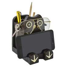 I'm Wood Multipurpose Eyeglass Phone Pen & Pencil Holder Stand Stationery Desk Box Organizer Accessories, Home Office Desktop Decor Birthday Graduation Gifts "Dream Big Aim High" (Owl) - Owl - 查看 3