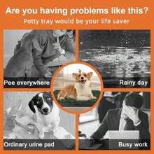 Sistema de orinal para perros de 25 x 20 pulgadas almohadilla de zacate para orinar para perros con bandeja para interiores y exteriores almohadilla de zacate realista con almohadilla lavable y - Negro Verde - Ver 3