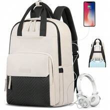 CYPNRAINSMORE Mochila para Laptop Mujer 15.6 Pulgadas Mochila de Viaje Impermeable Mochila de Trabajo UniversitarioFashion - como en la foto - Ver 1