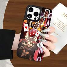 Gatos demoníacos de casino juegan a las cartas en una noche de juego eterna. Esta elegante funda es compatible con los modelos  17, 16, 15, 14 Pro Max, 13, 12, 11, XR y XS Plus. Fabricada en TPU flexible, resistente a golpes y arañazos, ofrece una excelente protección contra caídas y un agarre cómodo. Es un regalo ideal para familiares, amigos y seres queridos, y una opción perfecta para festivales. - Negro - Ver 4