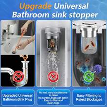 2PCS Sink Stopper Hair Catcher, Pop-Up Sink Drain Strainer With Removable Stainless Steel Strainer Basket Hair Catcher, Bathroom Sink Strainer For Bathroom Sink Stopper Replacement - 2 Items - View 2