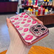 Kiss Marks Mobile Phone Case, Designed With Vibrant Pink And Red Lip Print Design, Suitable For IPhone 16, 15, 14, 13, 12 And 11 Pro Models, Made Of TPU Material, And Provides Shockproof Protection. Perfect For Family, Friends, Children, Birthdays, Spring, Holidays, Boyfriends, Girlfriends, And Valentine's Day Gifts. - 粉紅色CZ33 - 查看 7