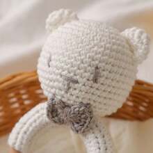 Handmade Woven Large Ring White Bear Rattle, Baby Shaker Rattle, Grasping Toy, Built-In Bell, 3D Cute Design, Detailed, Attracts Baby's Attention, Trains Baby's Hearing, Perfect Baby Birthday, Halloween, Christmas Gift - Multicolor - View 3