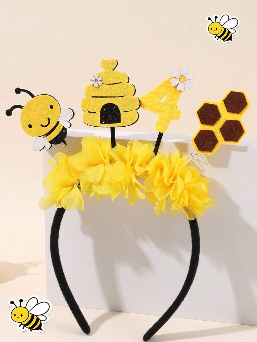 1 Stück Bienen-Themen Geburtstags-Party Haarband für 1-5 jährige Mädchen, Gänseblümchen Bienen Dekor Haarband, Geburtstags Haarband, süßes Haaraccessoire - Verschiedenfarbig - Übersicht 1