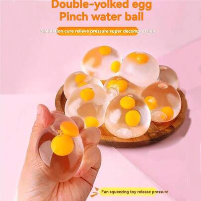 1pc Realistic Double Yolk Squeeze Egg, Adult Stress Relief, Squeeze Non-Lethal Organism, Double Yolk Stress Relief Gift For Holidays, Parties, Birthdays, Easter