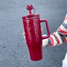 1pc 1200ml Stainless Steel Insulated Tumbler, Large Capacity With Handle, Double Drinking Mouth, Keeps Hot/Cold, Car Cup, Couple Gift - Multicolor - View 16