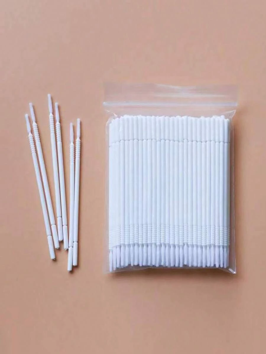 20/100支装白色和黑色棉签,适用于睫毛嫁接工具 - 白色 - 查看 1
