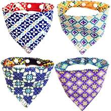 SET 4 BANDANAS XS para gato o perro miniatura doble vista 8 looks diferentes. Paliacates artesanales para mascotas, accesorios para cachorros y gatos de 20 a 28 cm. Regalo paquete 4 pañuelos. (Mosaico),40054504 - Naranja Quemada - Ver 2