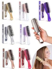 Luxury Electroplated Comb | High-End Metallic Luster, Unisex Design, Wet & Dry Use, Creates Silky Smooth Hair, Anti-Static & Frizz-Free, Instantly Enhances Hair Texture, Long-Lasting Styling, Easy Perfect Hairstyle! Hair Comb, Hair Brush, Hair Styling Tool, Hair Product & Accessory, Suitable For Barbershop, Salon, Back To School, Travel & Vacation. - Multicolor - View 3