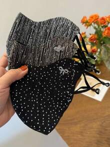 Women's Fashion Face Mask With Rhinestones, Bow And Heart Patterns, Breathable And Washable, Suitable As Decorative Accessory For Cycling And Outdoor Activities - Multicolor - View 8