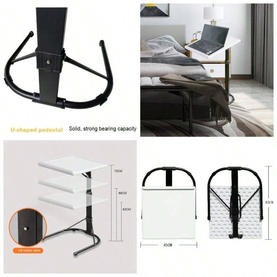 Folding Laptop Table Sofa Bed Stand Adjustable Height Tray Tilt Angle Lightweight Portable Compact Computer Game Driving Foldable Office Crafting Jigsaw Desk - White Black - View 1