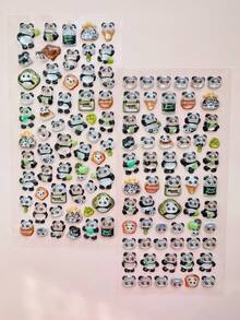 可爱熊猫主题，透明3D动物卡通防水贴纸，3D可爱手机壳DIY剪贴簿装饰贴纸，卡通风格，手机相册装饰贴纸。 - 彩色 - 查看 5