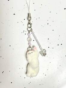 1pc Cute Cat Chasing Butterfly Cat Paw Phone Lanyard, Keychain, Bag Charm, Girly
