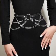 Women's Faux Leather Body Chain Waist Belt - Elegant & Sexy, Suitable For Daily Wear And Party Outfits - Multicolor - View 1
