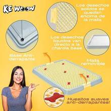 Baño para Perros Tapete Entrenador Orinal Perro Mascotas con Rejilla Porta Pañales para Perro Arenero Conejo Entrenamiento de Perros Chico Azul - Azul - Ver 3