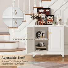Coffee Bar Cabinet,Kitchen Storage Cabinet,White Buffet Cabinet With Storage And Adjustable Shelf,Sideboard Buffet Cabinets For Living Room - 白色 - 查看 2