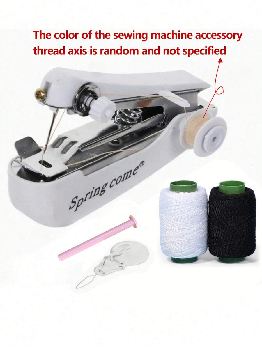 Portable Mini Sewing Machine, Handheld Manual Simple Sewing, Household Portable Tailor Machine, Small Sewing Machine, Micro Manual Sewing Machine, One-Piece Quick Sewing, Portable Sewing Machine, Multi-Functional Creative Sewing Machine - Sewing Machine Accessories Color Random - Multicolor - View 1