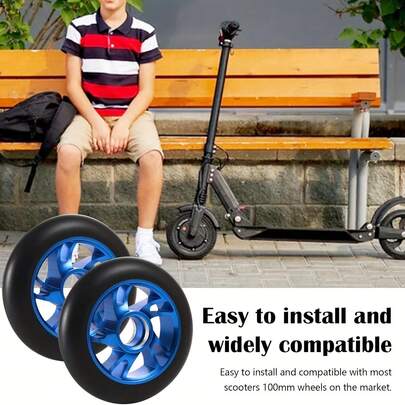 Two 100mm Stunt Scooter Wheels/Tires - Universal Replacement Scooter Wheels With A Durable Aluminum Alloy Core And Smooth Rolling Bearings. Suitable For Scooter Replacement And Upgrades, Ideal For Professional Stunt And Extreme Riding Accessories. Performance Upgrades, Enhancing Scooter Performance On Streets And In Parks.