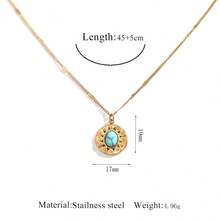 一件独特设计的304不锈钢绿松石吊坠项链，专为女性打造，时尚个性，百搭风格。 - 金色 - 查看 10