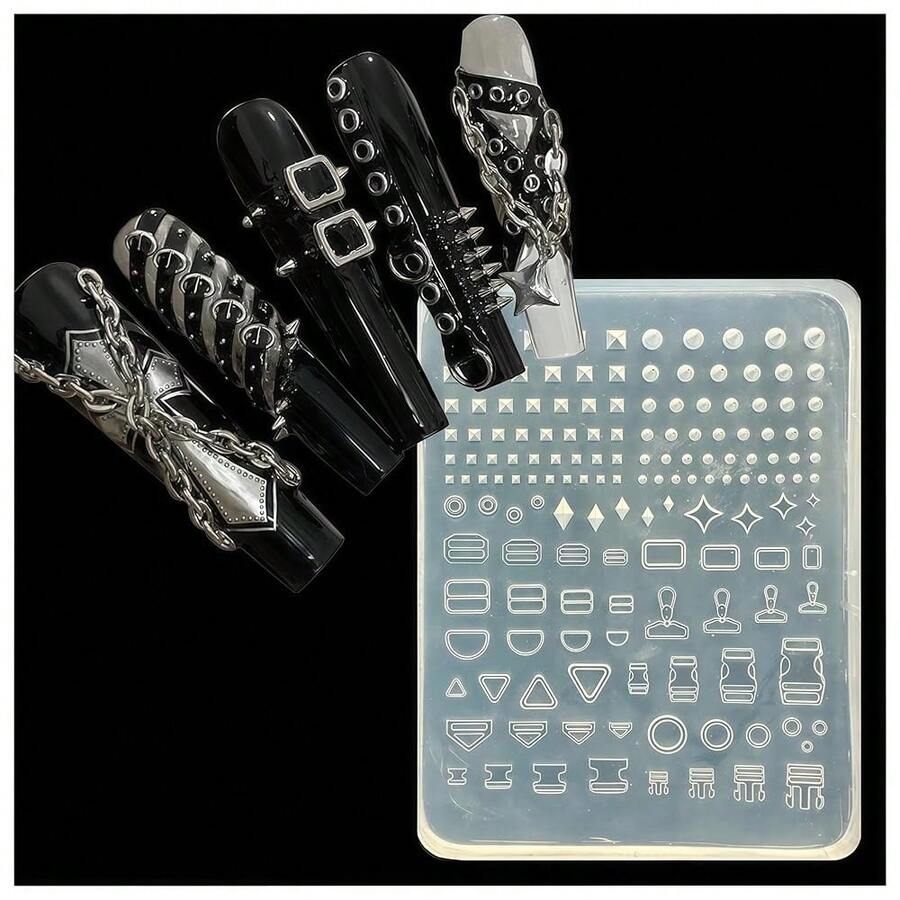 3D Rivet Gel Nail Art Mold Silicone Tools Nails Manicure Design Multiple Shapes Buckle Small Model Resin Zipper Molds For Accessories Supplies - ZYXP058 - 查看 1