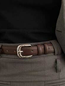 1条女士亮银色扣环腰带，学生青年装饰裤腰带，简约高端新款腰带，女士装饰搭配半身裙、牛仔裤腰带，夏季百搭时尚，日常通勤腰带 - 彩色 - 查看 8