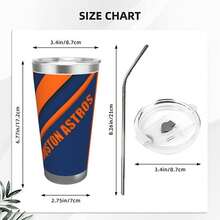 304 Stainless Steel Double Silver Edge Vacuum Insulated Drum 340g - Reusable Travel Cup With Stainless Steel Straw - This Is A Stainless Steel Water Cup About The Houston Baseball Astros  Theme - Leak Proof, Sweat Proof, Can Maintain Hot And Cold Temperatures For Hours, Frees Of Bisphenol A, Suitable For Car Cup Holders, Very Suitable For Match Days, Sports Events, Commuting, Office Rest And Outdoor Activities, Durable Double Wall Structure Fashionable Fan Gift - Silver - View 3