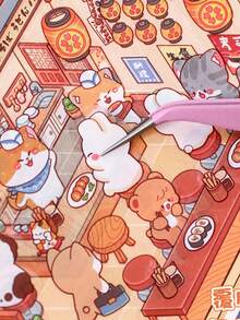 1 Set Miniature Scene Sticker Collection, 3D Stereoscopic House & Landscape Sticker Book, Creative Children DIY Handmade Collage - Multicolor - View 2