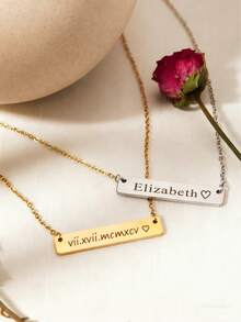 1 pieza Collar personalizable de amor creativo, collar de acero inoxidable personalizado, producto personalizable, collar con nombre, diseño de colgante de madre sosteniendo con doble significado de amor, regalo personalizado significativo de Halloween/Navidad para mujeres - Multicolor 2 - Ver 2