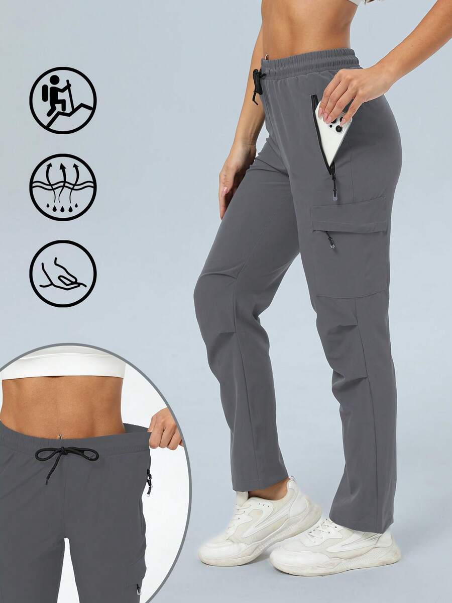 Women's Lightweight Quick-Dry Travel Golf Cargo Pants With Zipper Pockets